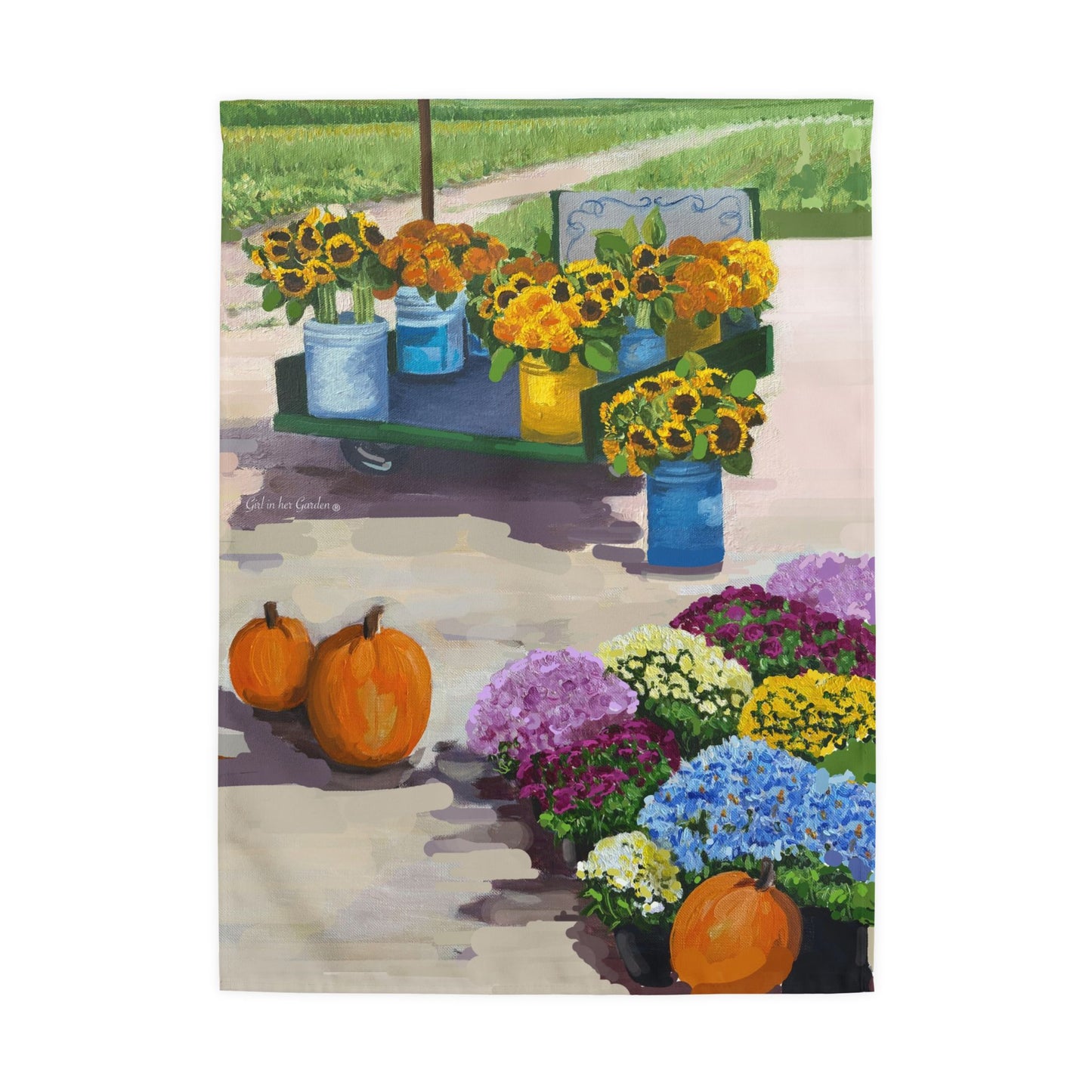 Painted Fall Farm House, Garden Flag