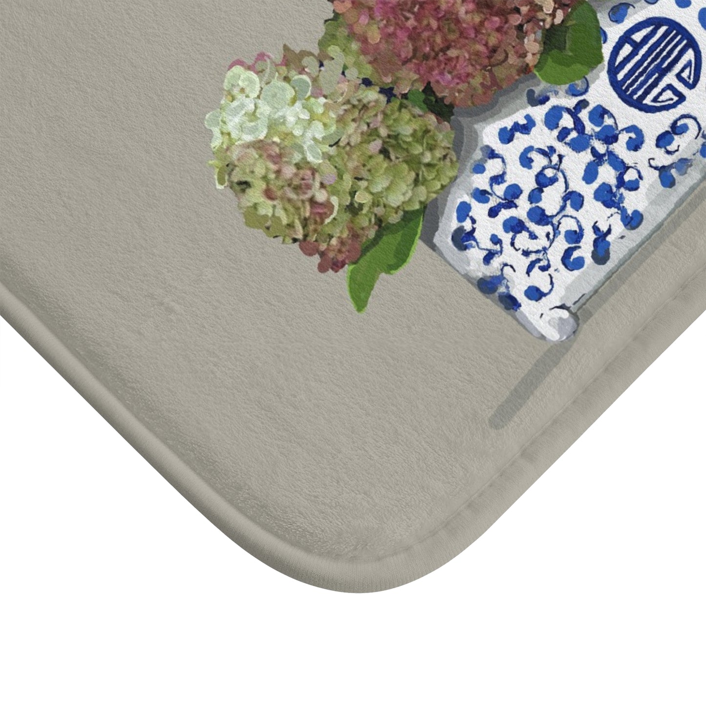 Beige Fall Hydrangea Planter Kitchen & Bath Cushion Mat