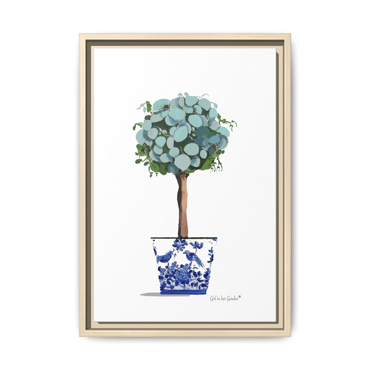 Blue Eucalyptus Topiary Framed Canvas