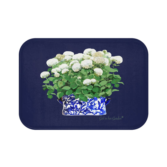 Kitchen, Bath Cushion Mat, Navy Annabelle Blue & White Planter