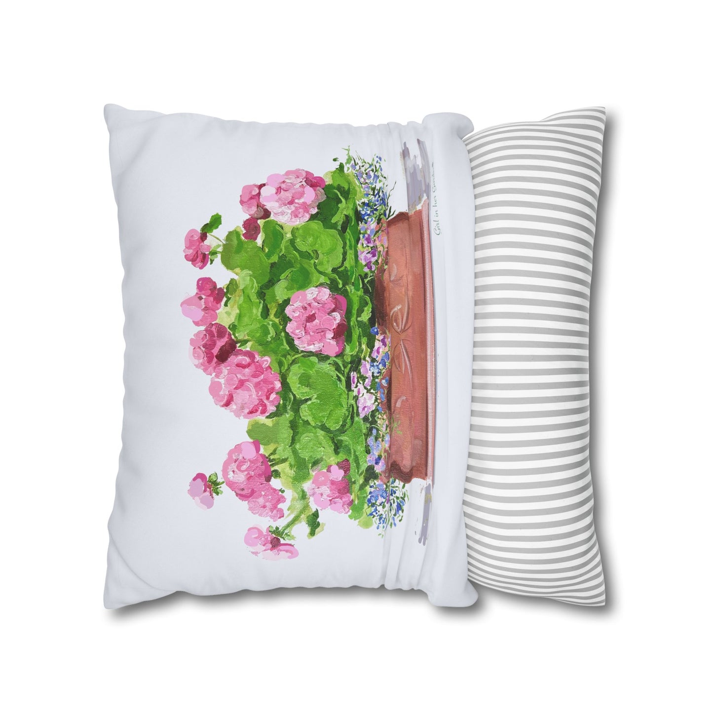 Pink Geraniums Canvas Pillowcase