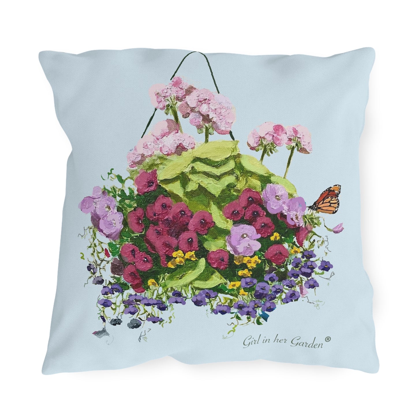 Hanging Basket 2 Outdoor Pillow, Pillow Cover