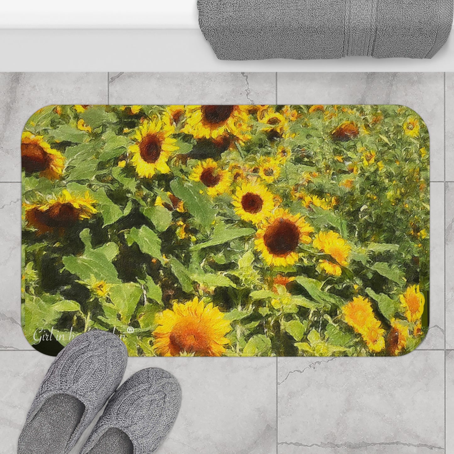 Kitchen, Bath Cushion Mat, Sunflower Field