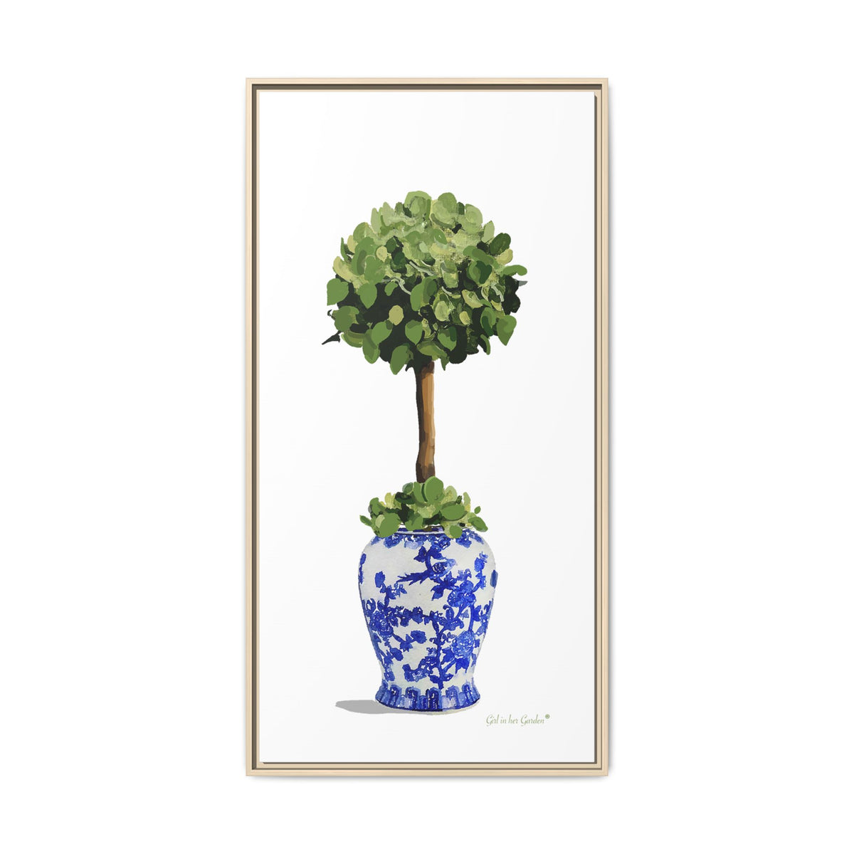 Single Topiary Chinoiserie, Framed Canvas