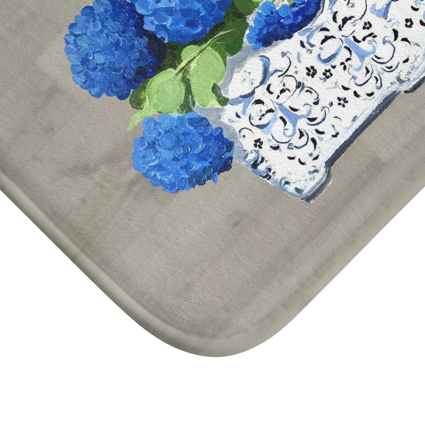 Kitchen, Bath Cushion Mat Beige & Blue Hydrangea Planter