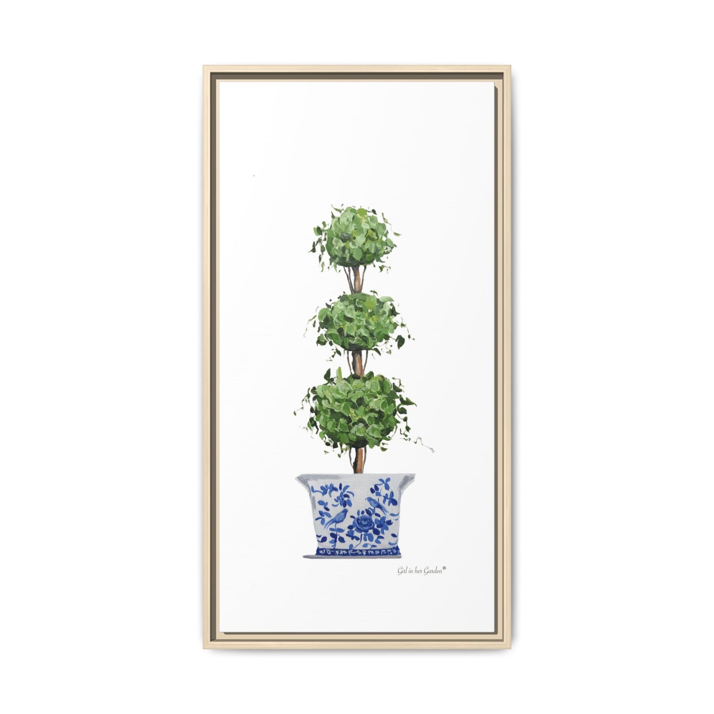 Triple Topiary Tree, Framed Canvas