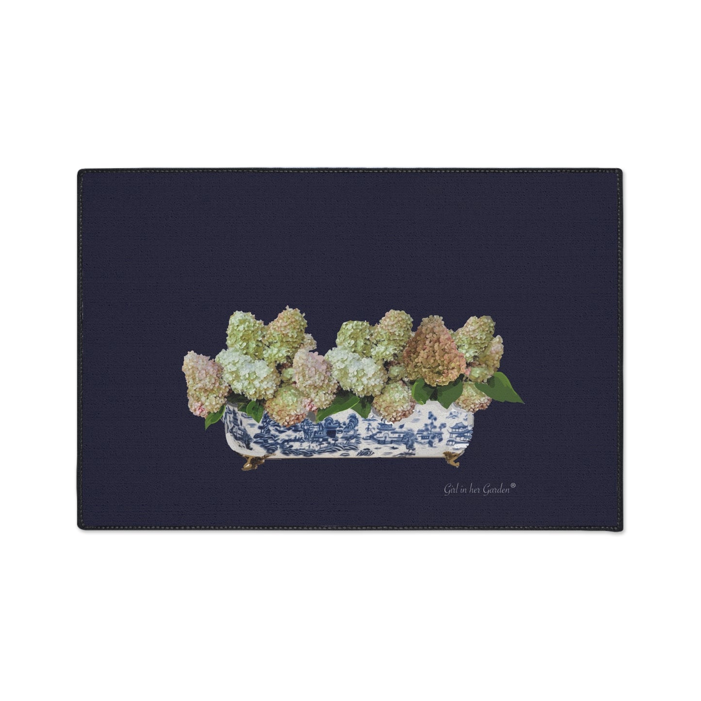 Navy Pegee Fall Planter Floor Mat