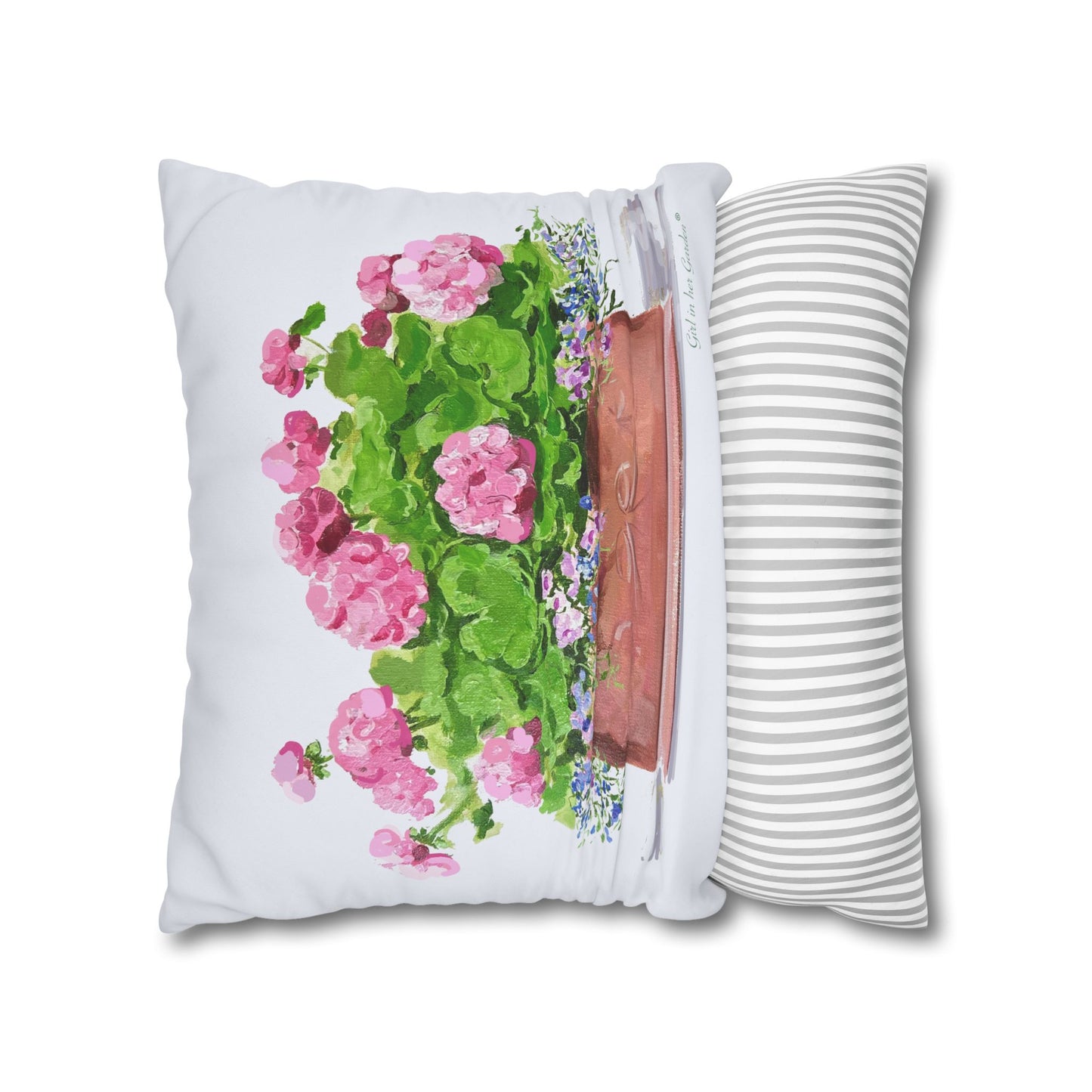 Pink Geraniums Canvas Pillowcase