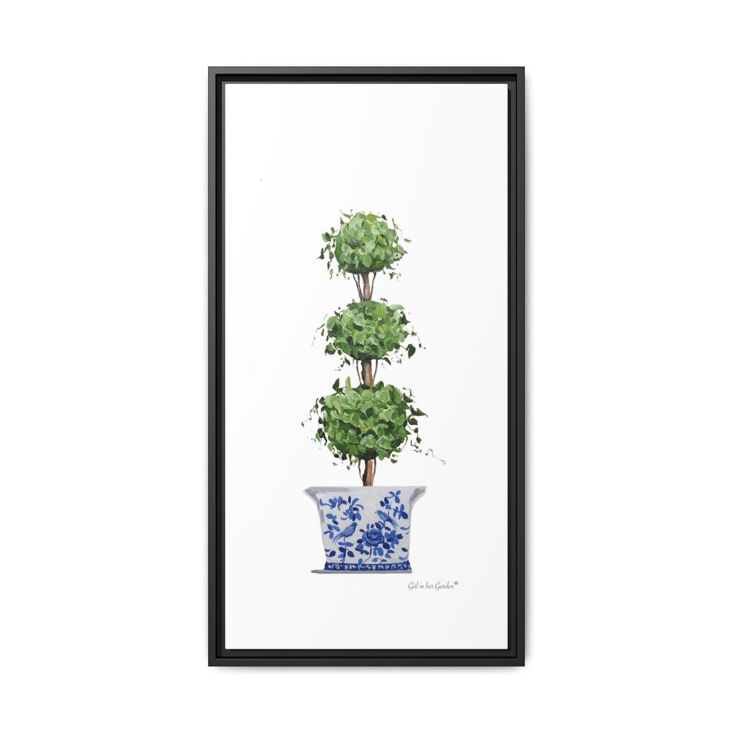Triple Topiary Tree, Framed Canvas