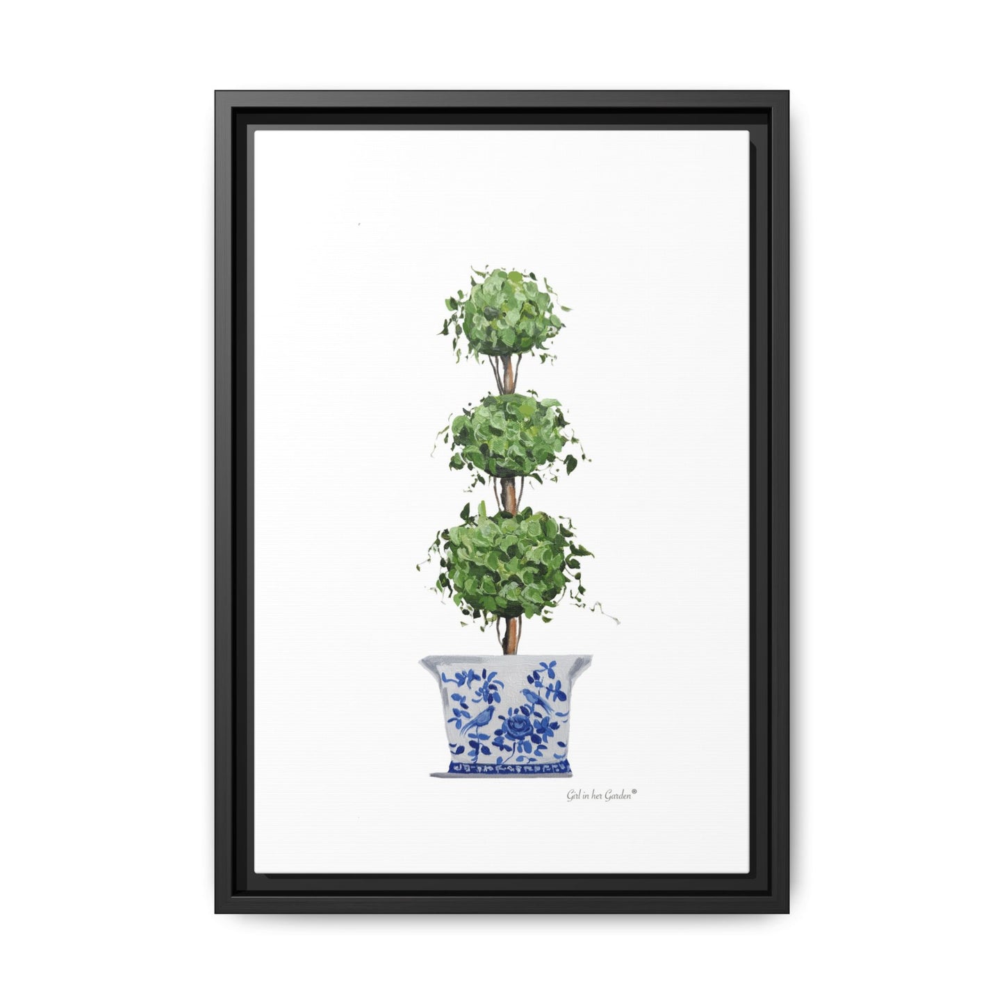Triple Topiary Tree, Framed Canvas