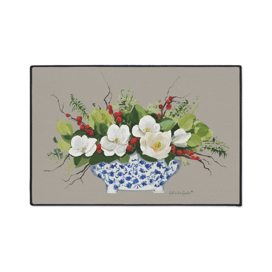 Beige Christmas Planter Rubber Floor Mat