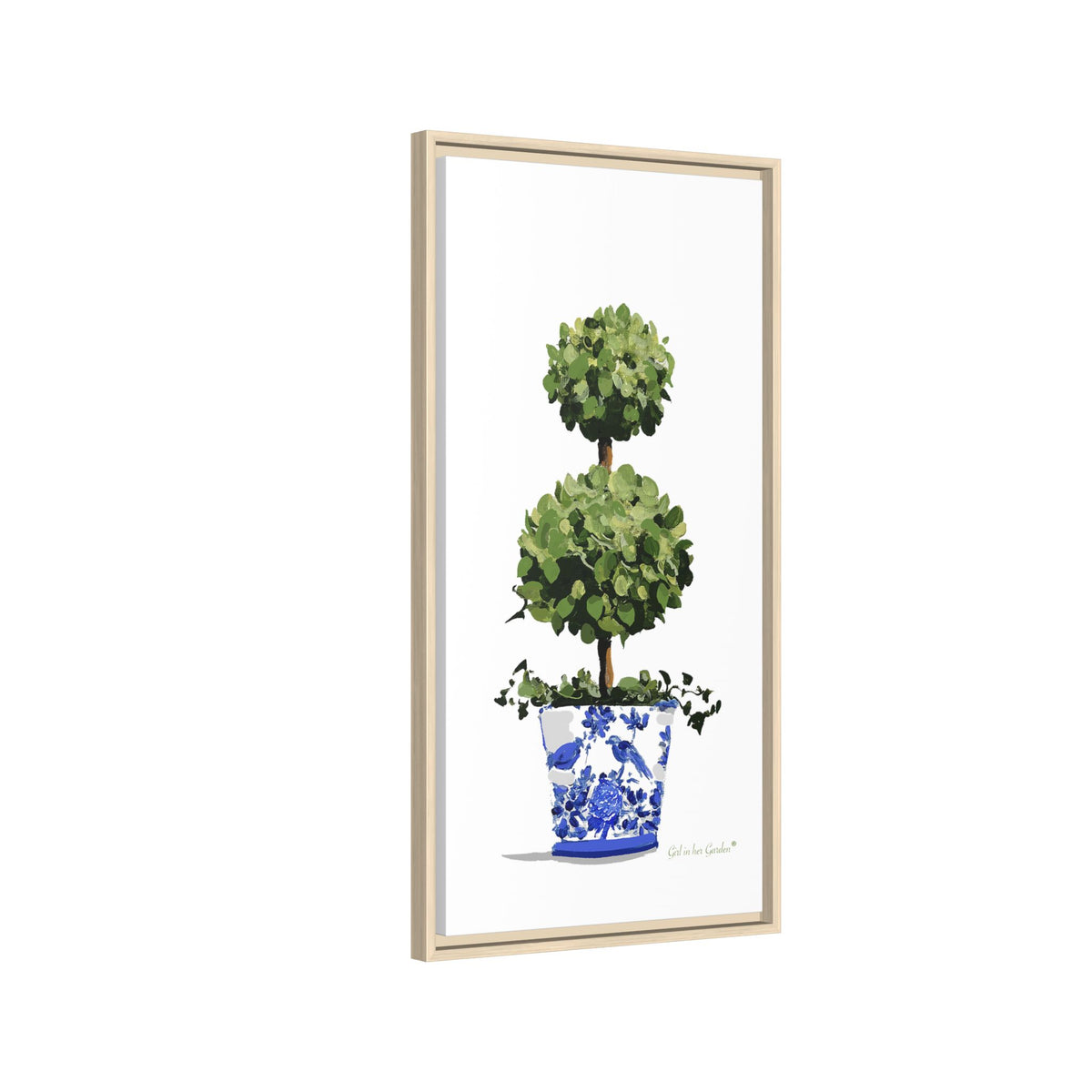 Double Topiary Chinoiserie, Framed Canvas