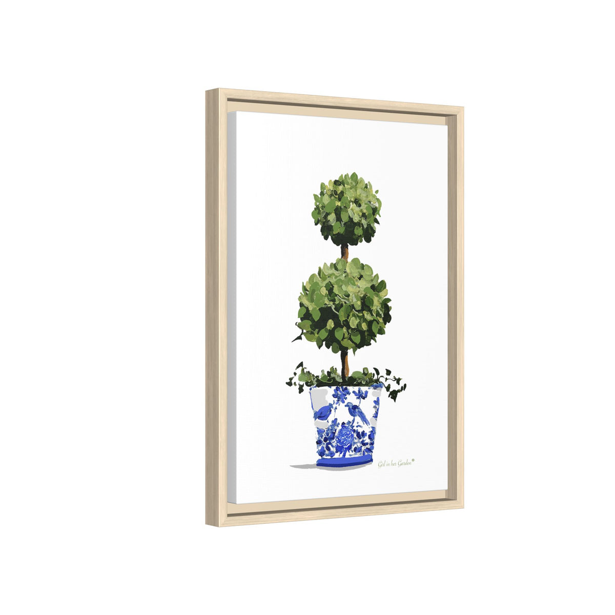 Double Topiary Chinoiserie, Framed Canvas