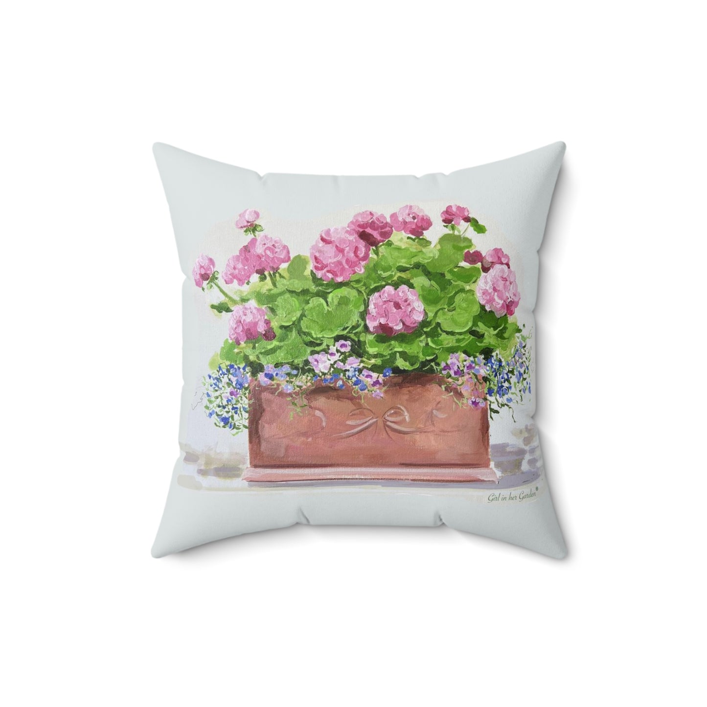 Pink Geraniums Throw Pillow