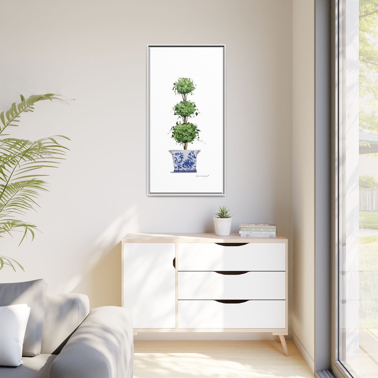 Triple Topiary Tree, Framed Canvas