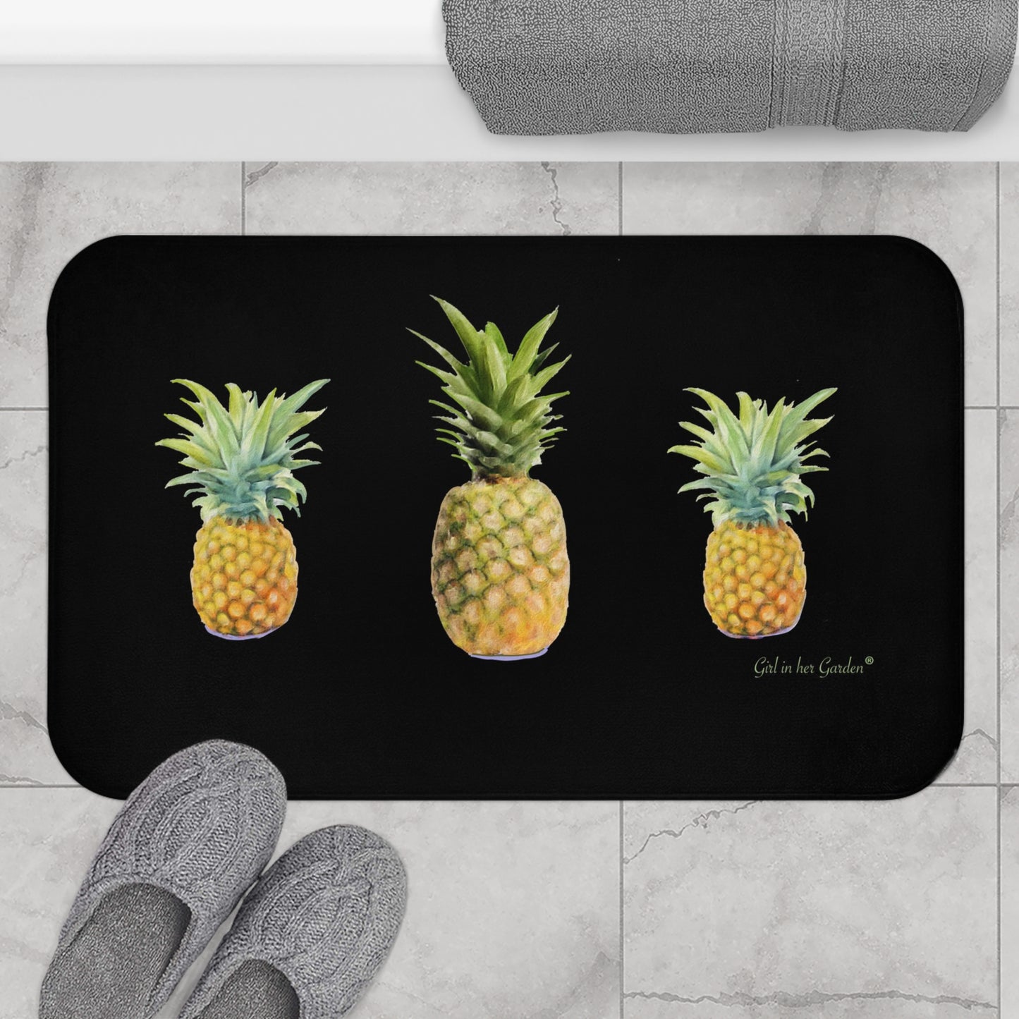 Kitchen,Bath Cushion Mat, Painted Pineapples