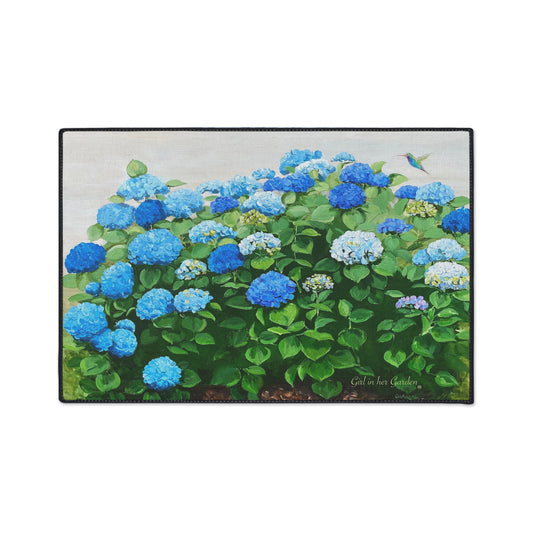 Blue Hydrangeas Rubber Floor Mat