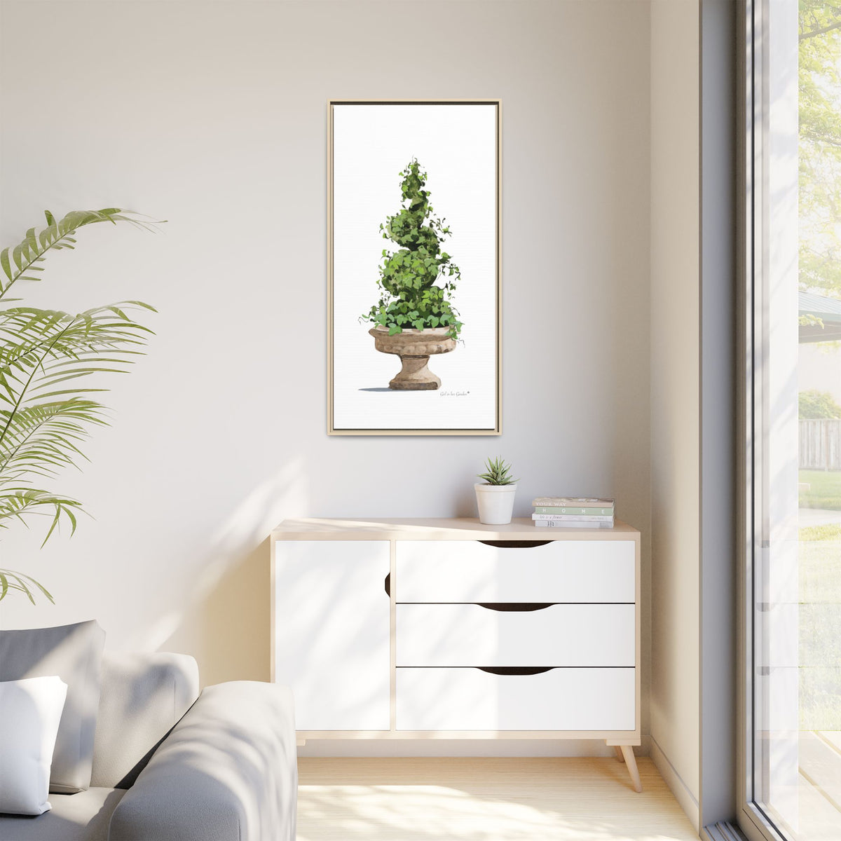 Spiral Urn Planter Framed Canvas