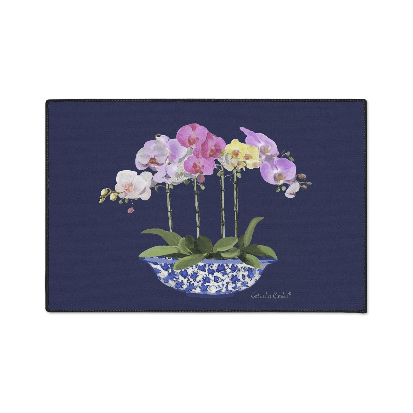 Blue Orchid Planter Rubber Floor Mat