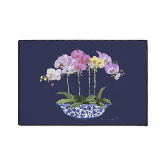 Blue Orchid Planter Rubber Floor Mat