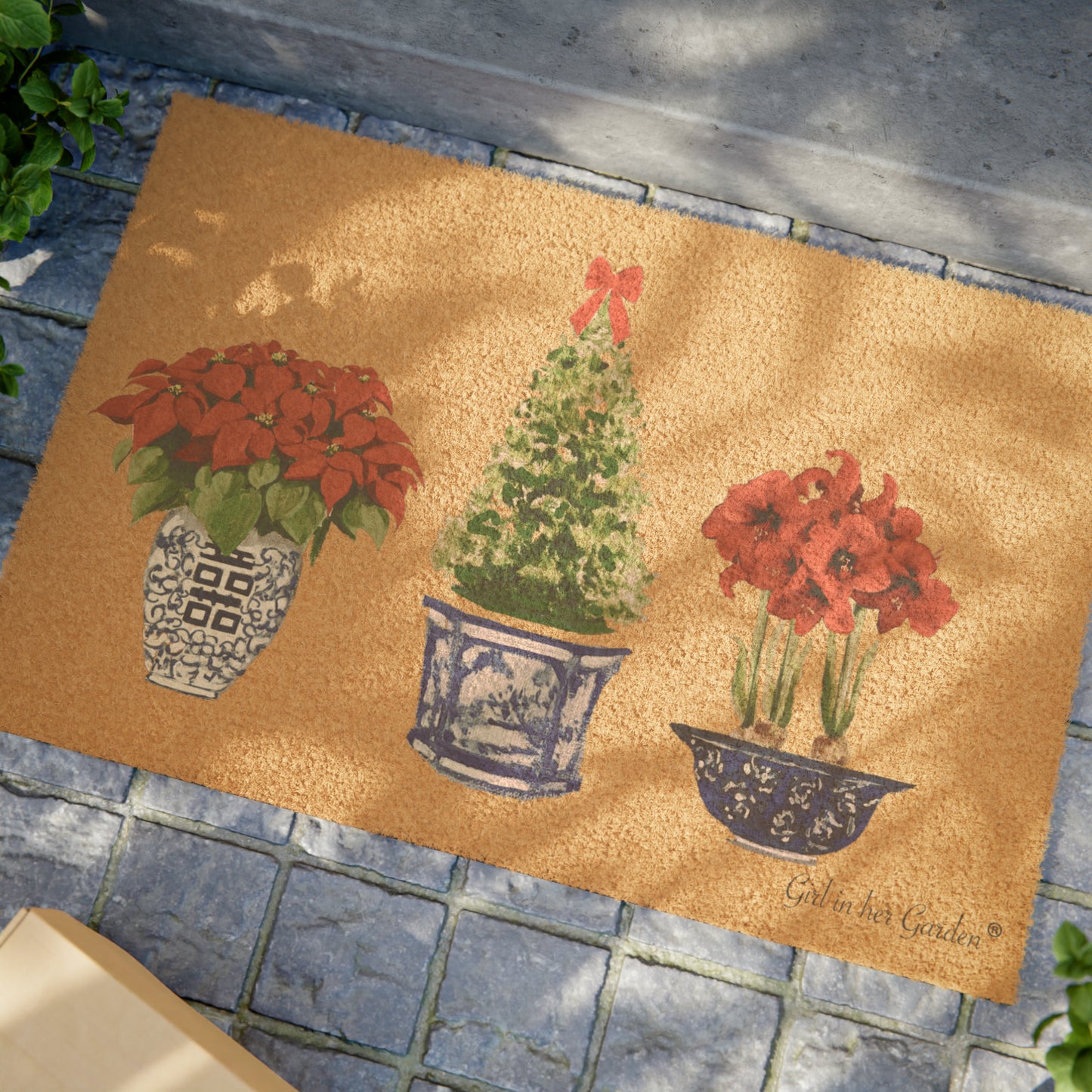 Christmas Trio, Outdoor Coir Fiber Rubber Doormat