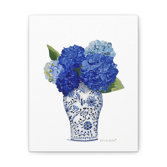 Blue Hydrangeas Chinoiserie Print Canvas