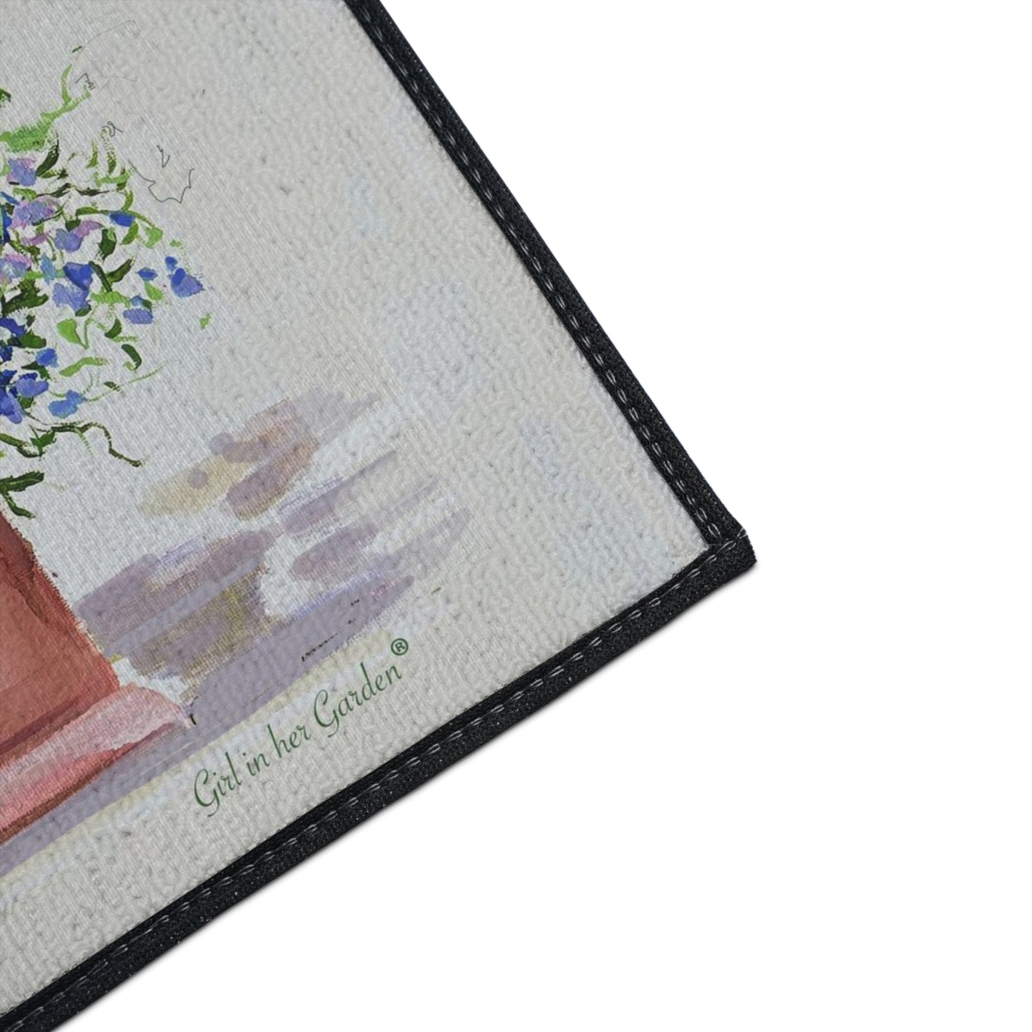 Painted Pink Geraniums Rubber Floor Mat