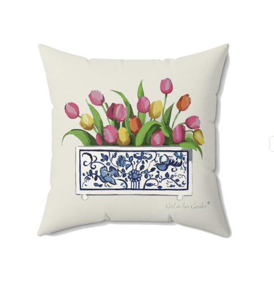 Tulip Floral Planter Pillow, Pillow Cover