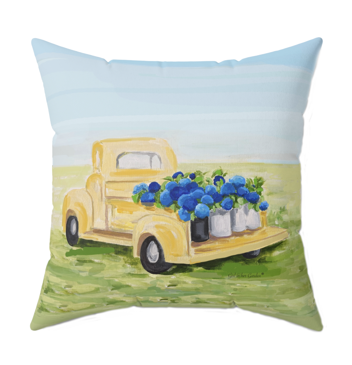 Flower Truck Hydrangea Pillow, Pillow Cover