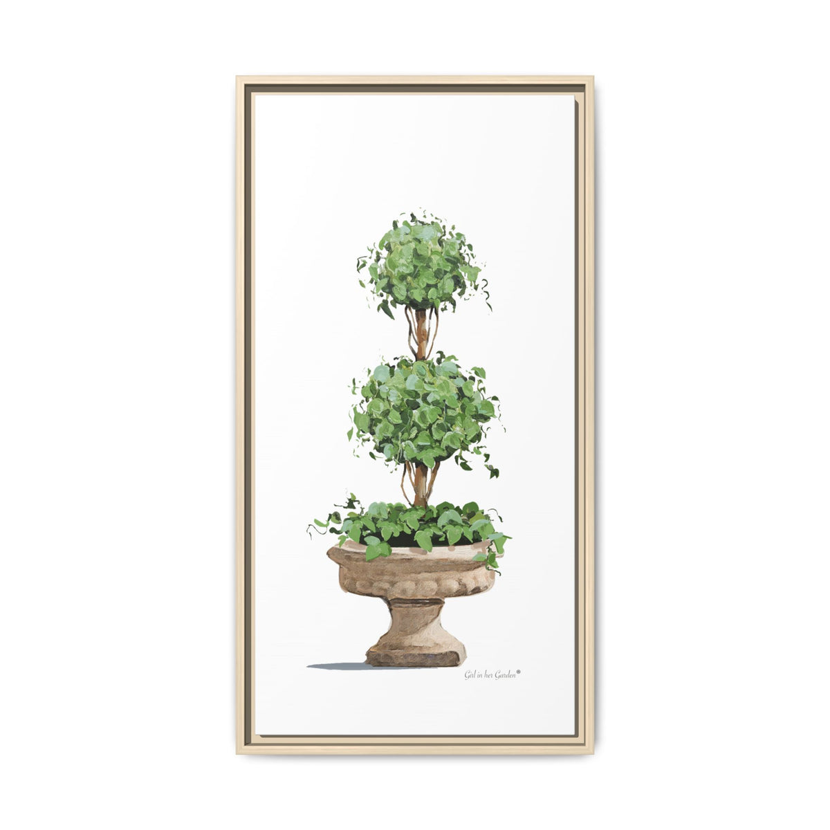 Urn Topiary Planter Set, Framed Canvas