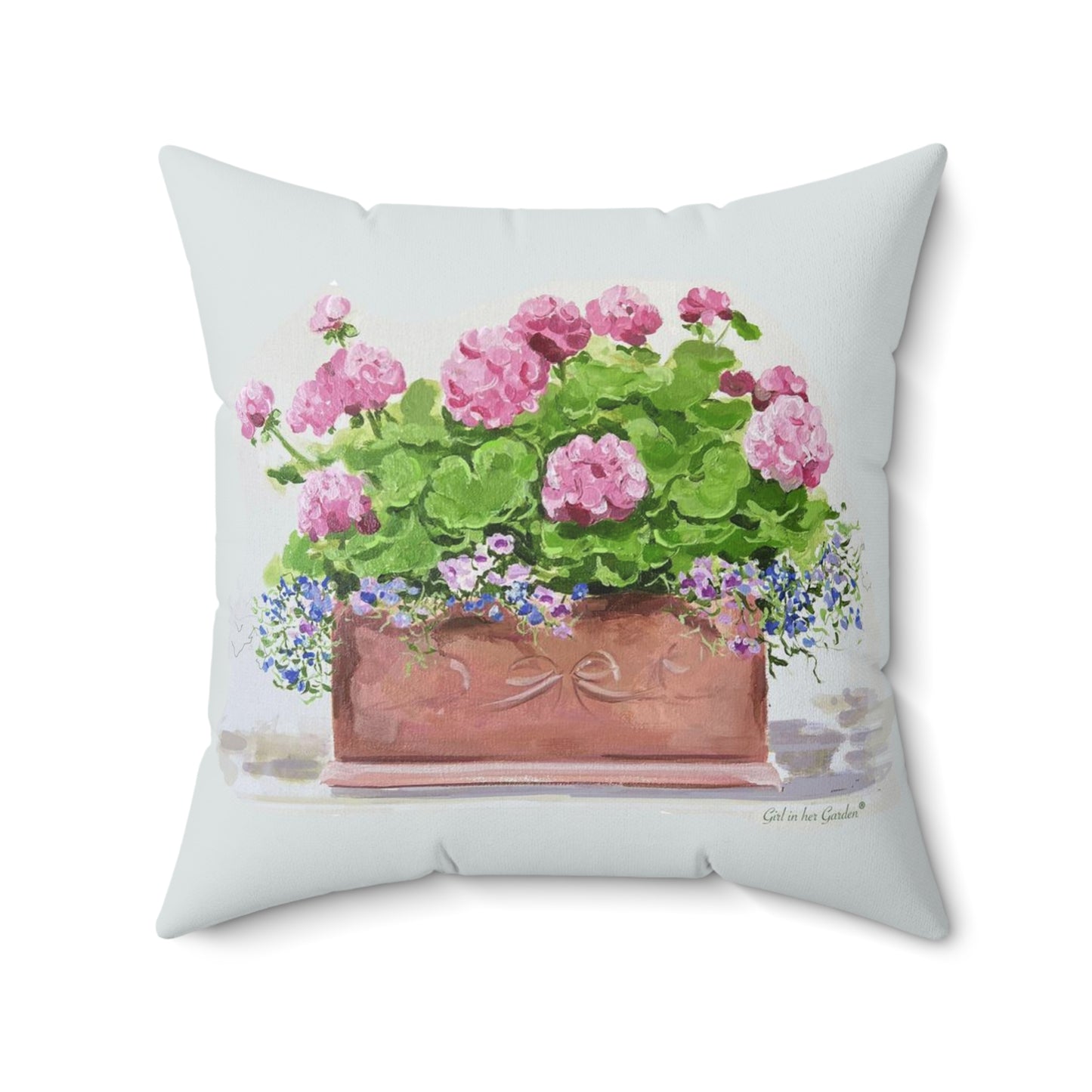 Pink Geraniums Throw Pillow