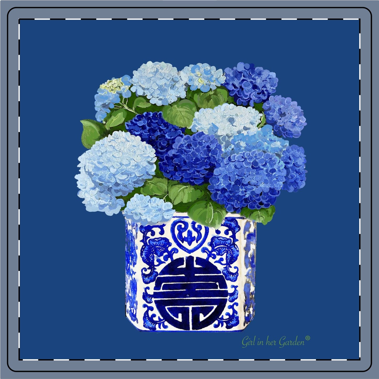 Navy Blue Hydrangea Coaster Set