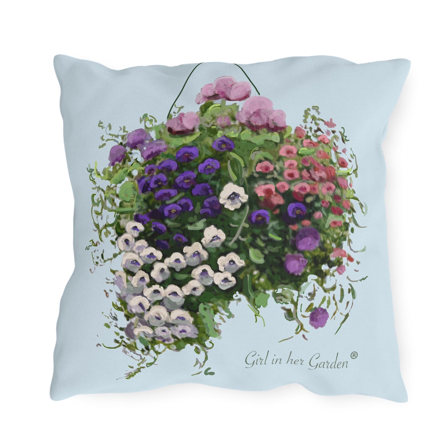 Hanging Basket Outdoor Pillow, Pillow Cover