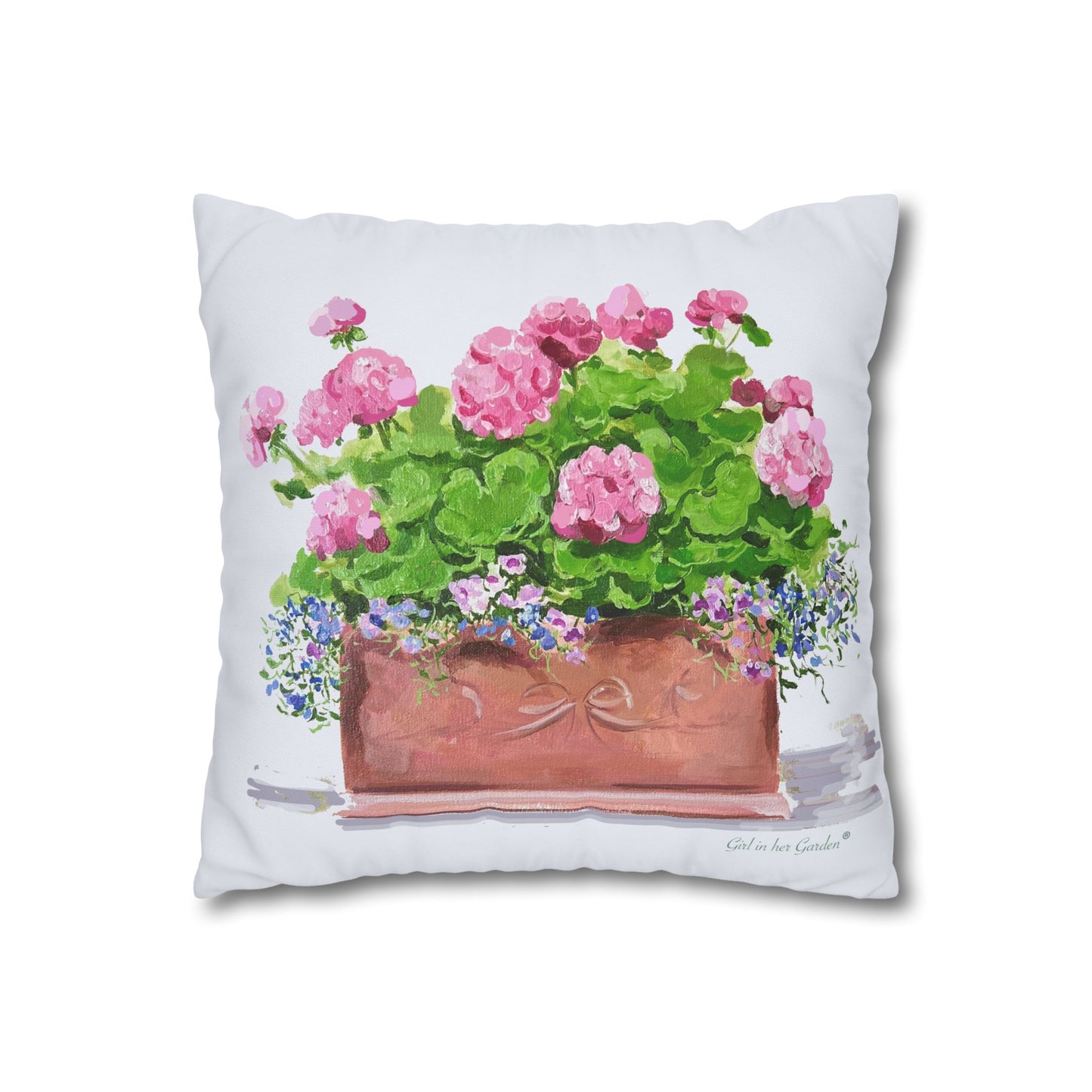 Pink Geraniums Canvas Pillowcase
