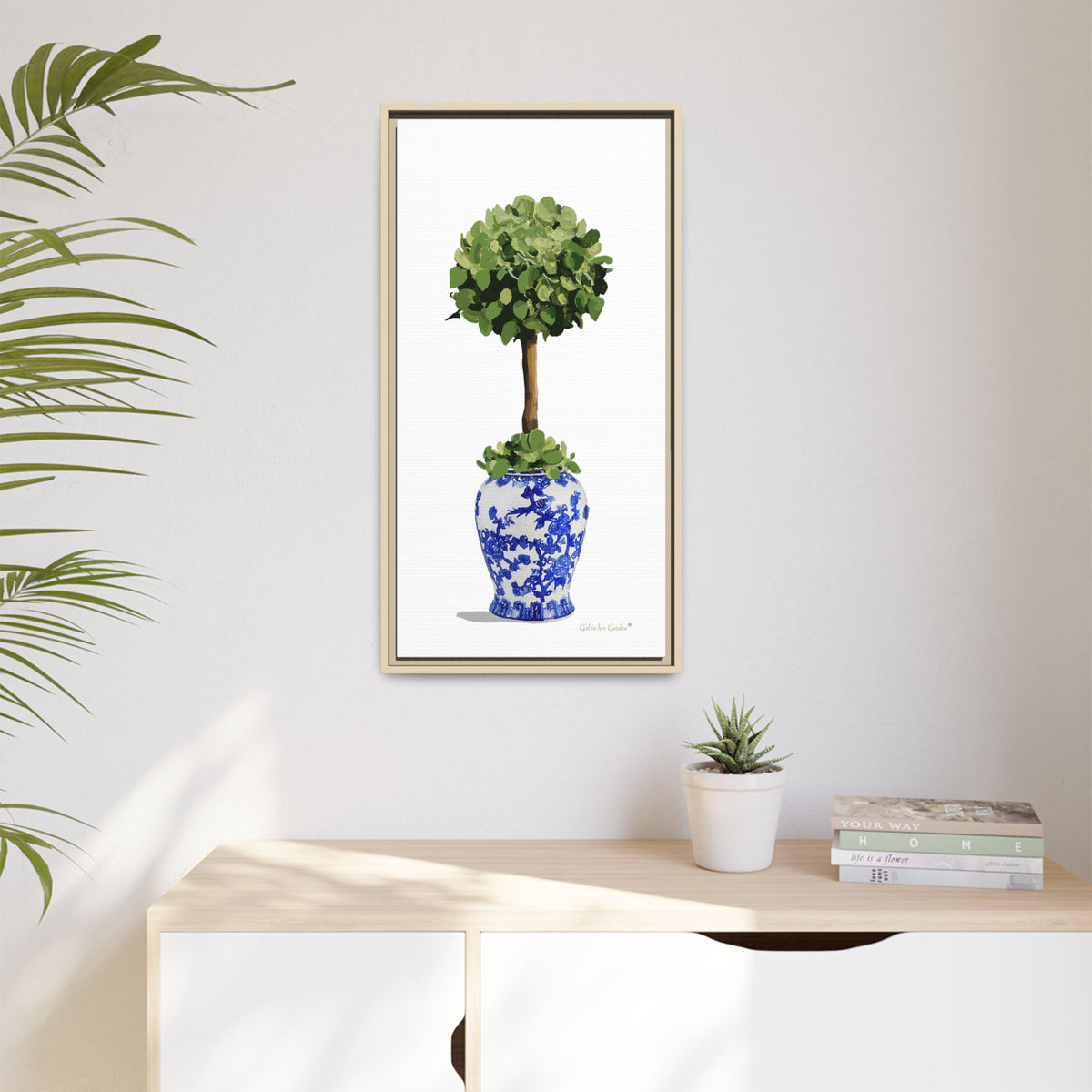 Single Topiary Chinoiserie, Framed Canvas