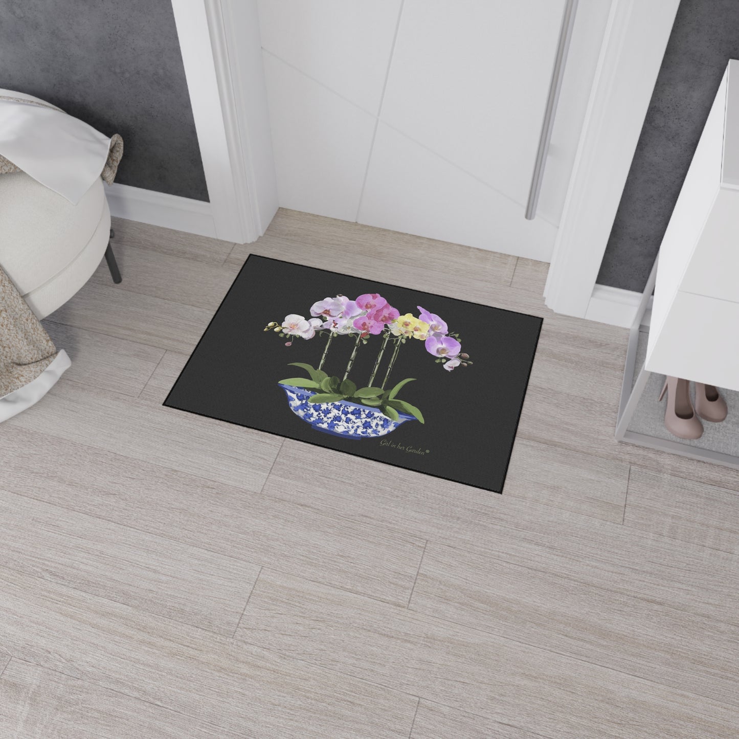 Black Orchid Planter Rubber Floor Mat