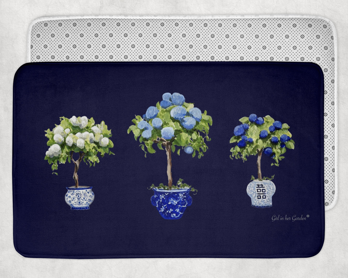 Kitchen, Bath Cushion Mat. Triple Hydrangea Tree