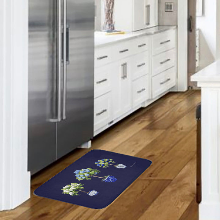 Kitchen, Bath Cushion Mat. Triple Hydrangea Tree