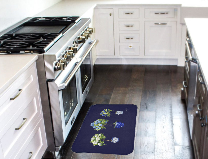 Kitchen, Bath Cushion Mat. Triple Hydrangea Tree