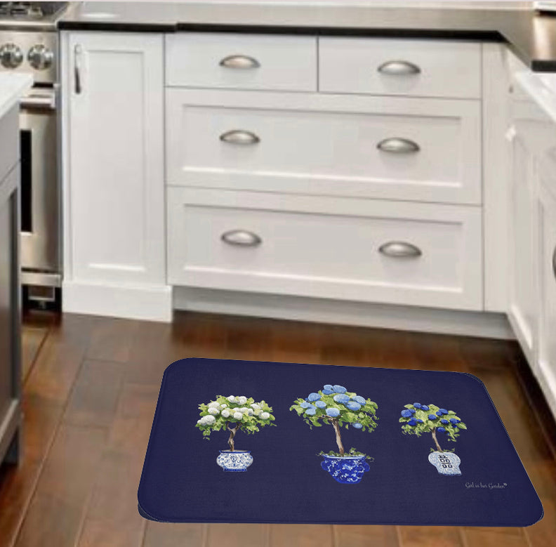 Kitchen, Bath Cushion Mat. Triple Hydrangea Tree