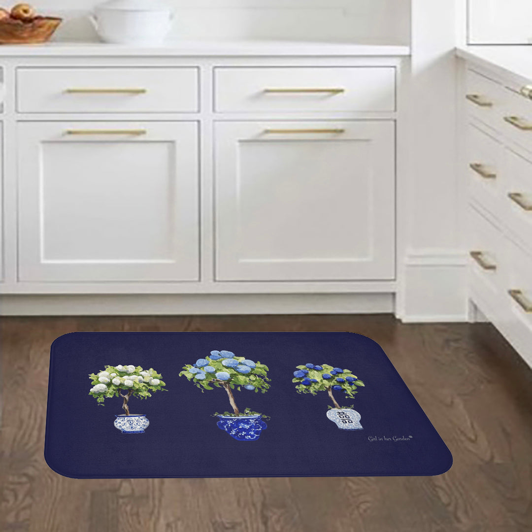 Kitchen, Bath Cushion Mat. Triple Hydrangea Tree