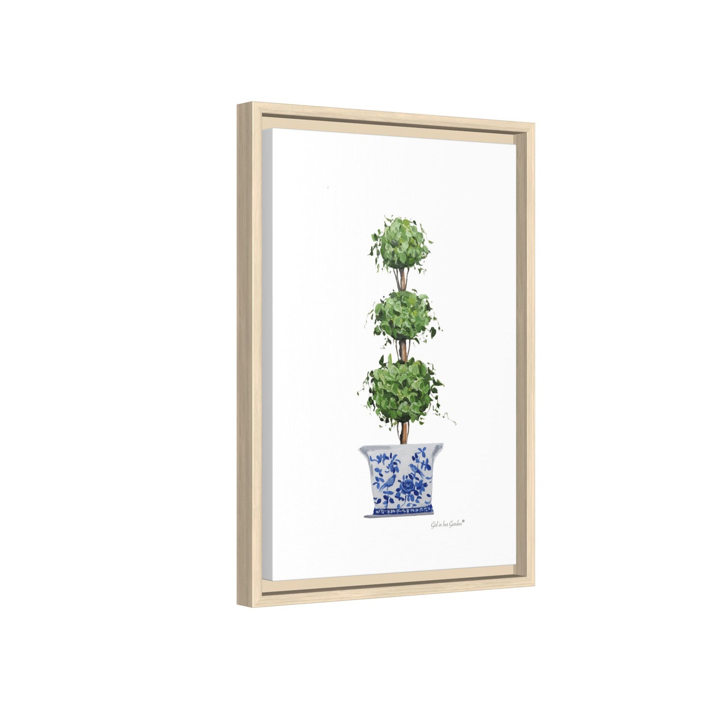 Triple Topiary Tree, Framed Canvas