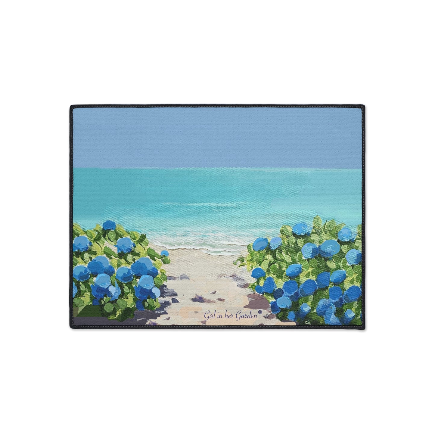 Hydrangeas by the Sea Rubber Floor Mat