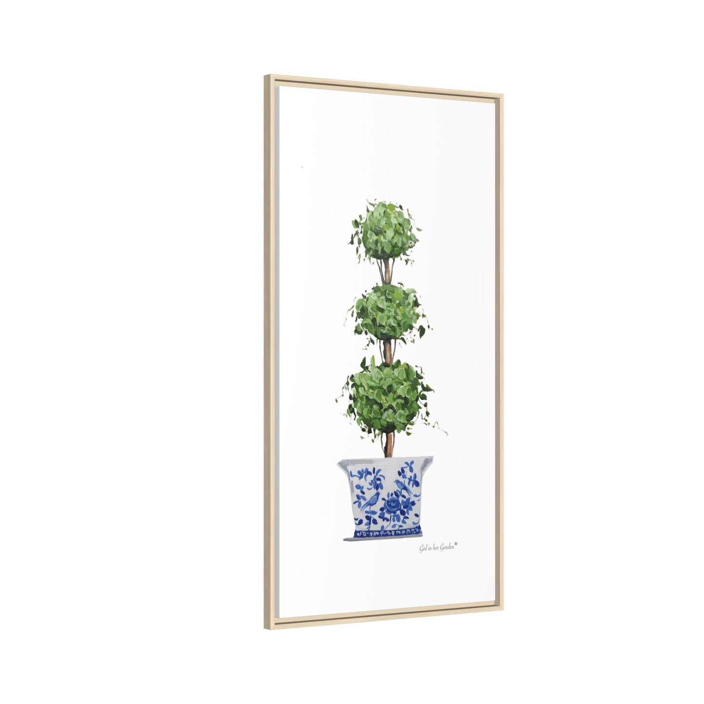 Triple Topiary Tree, Framed Canvas