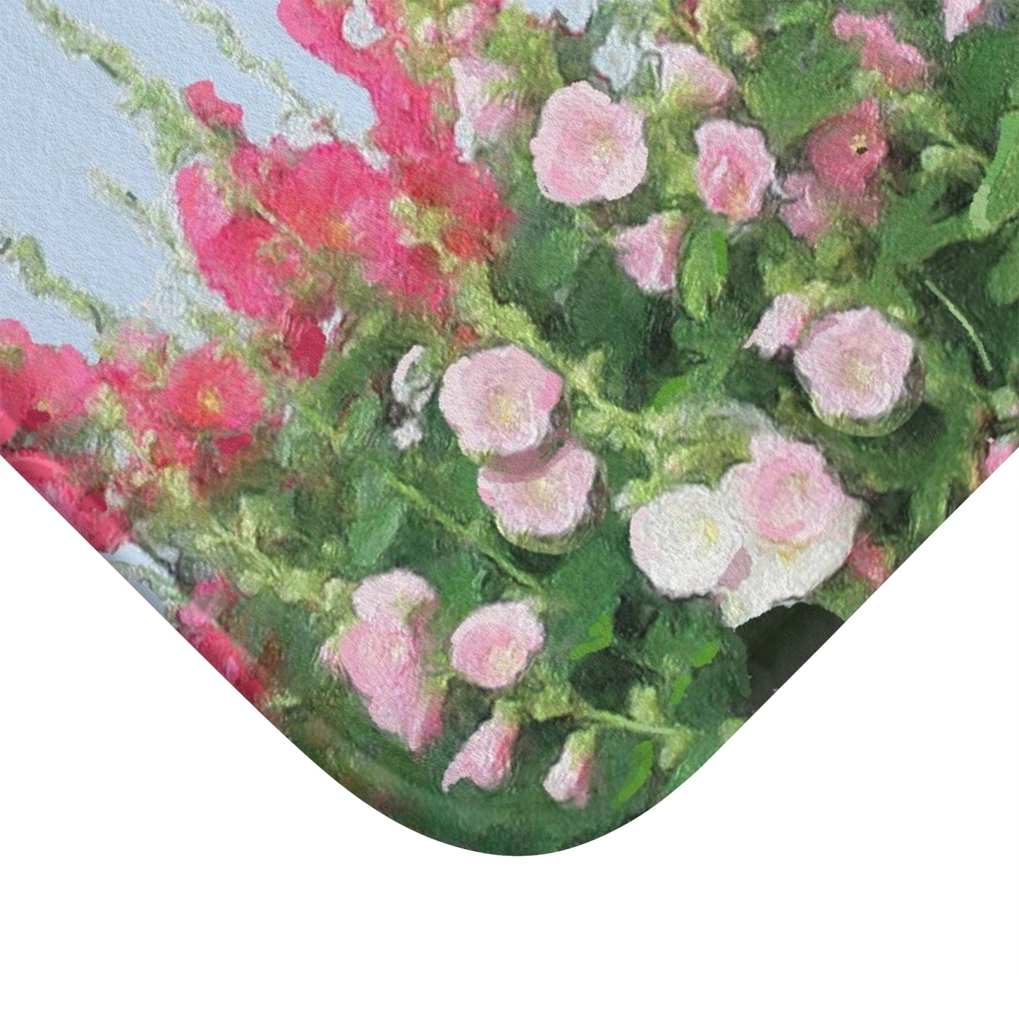 Kitchen, Bath Cushion Mat, Painted Hollyhocks