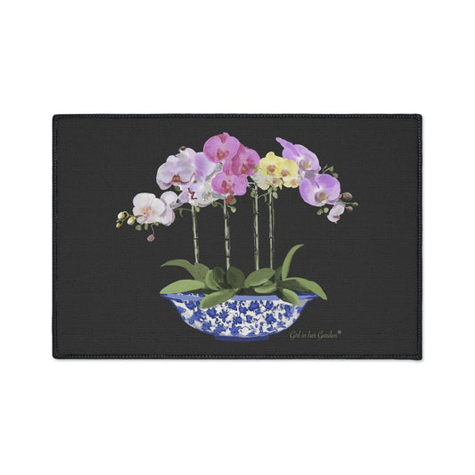 Black Orchid Planter Rubber Floor Mat