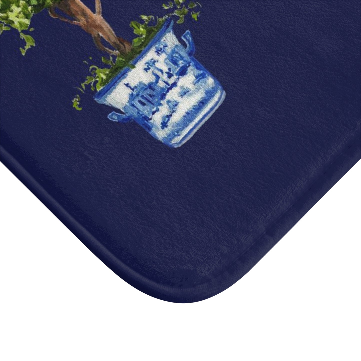 Kitchen, Bath Cushion Mat Navy Triple Topiary