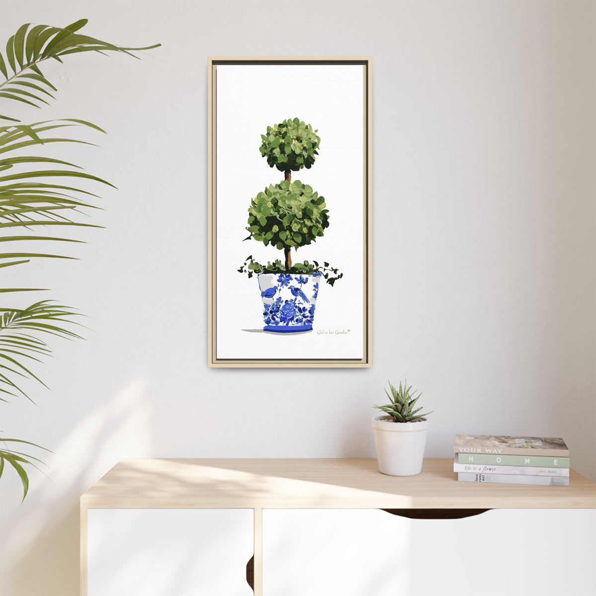 Double Topiary Chinoiserie, Framed Canvas