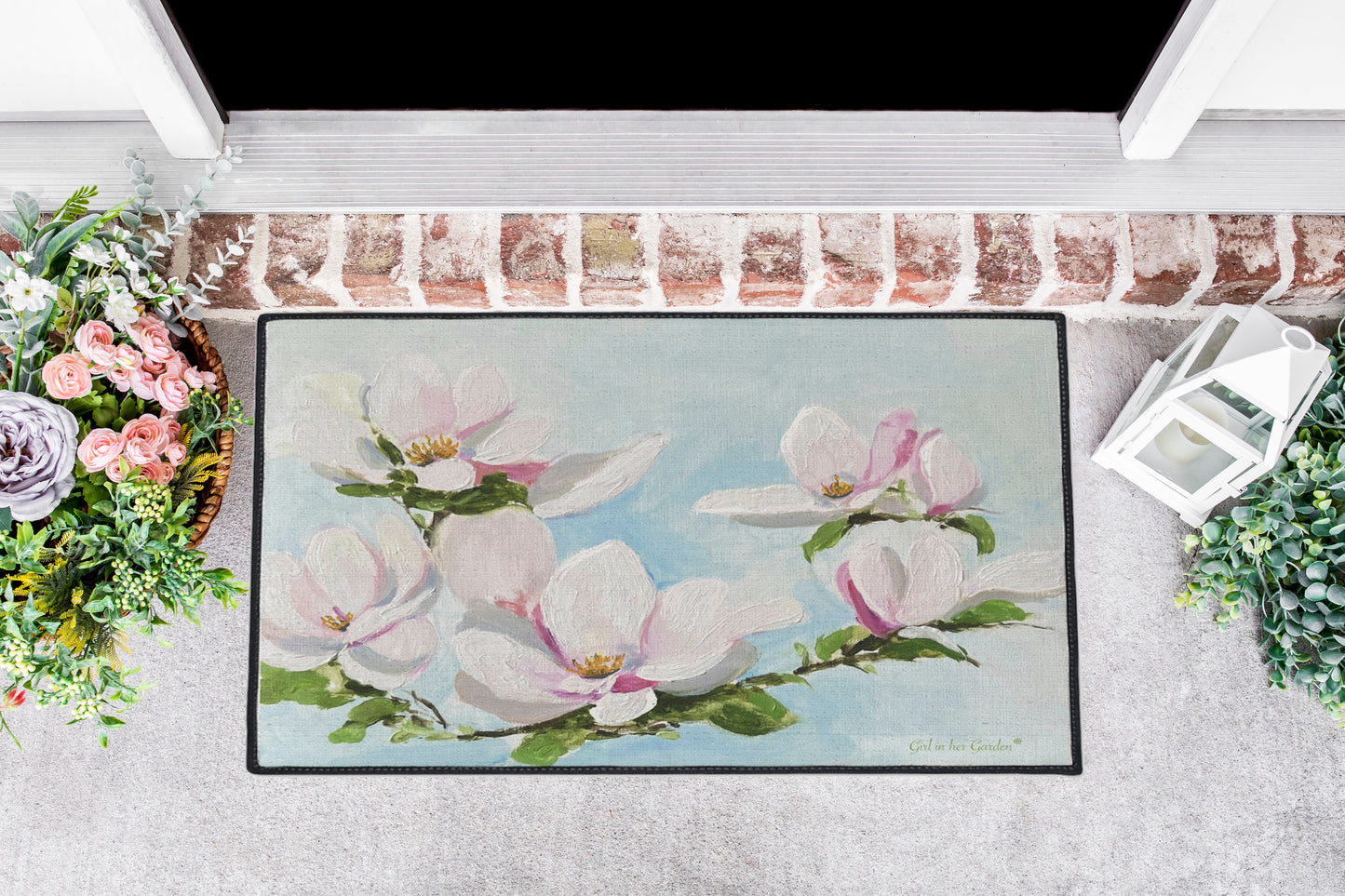 Pink Magnolias Rubber Floor Mat