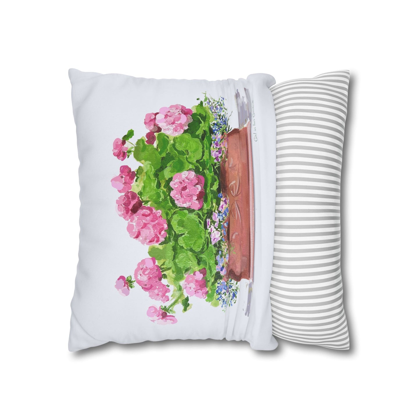 Pink Geraniums Canvas Pillowcase